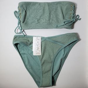 L*Space Teal Ribbed Bikini Set